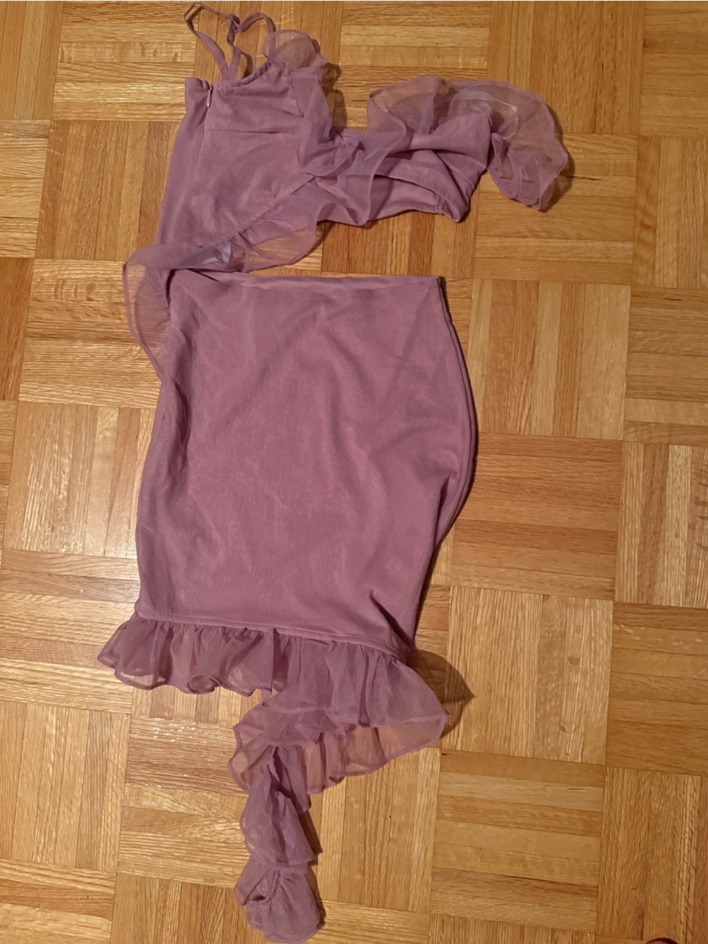 Women’s One-Shoulder Ruffle Dress in Mauve